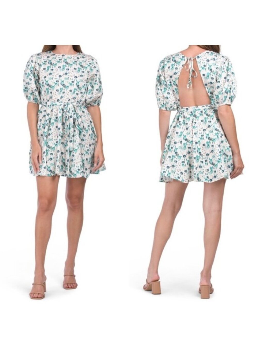 Code X Mode | Elbow Sleeve Floral Open Back Mini Dress | Size Medium